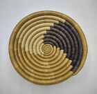 African Rwanda Woven Coiled Handmade Basket 6.5" Boho Wall Hanging Natural
