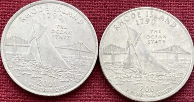 2001 D Washington State Quarters Rhode Island EF To AU - Lot of 2 - Image 1 of 4