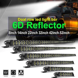 6D Dual Row 8"14"22"32"42"52" Led Light Bar Combo Driving Offroad Car Truck 4x4 - Picture 1 of 19