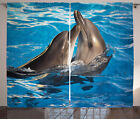 Dolphin Curtains Aqua Show Photography Window Drapes 2 Panel Set 108x84 Inches
