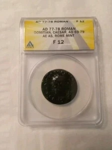 77-78 AD Roman Domitian, Caesar, AD 69-79 AE AS, Rome Mint ANACS F-12 - Picture 1 of 5