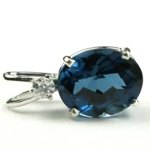 925 Sterling Silver Pendant, London Blue Topaz, SP020 - Picture 1 of 4