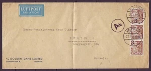 d5433/Cubierta Dinamarca Dorada Danesa Perfin (Símbolo de la Bandera Danesa) t/Suiza 1944 - Imagen 1 de 2