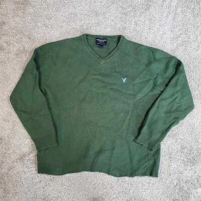 Suéter tejido manga larga 100 % algodón grande L Y2K American Eagle verde para hombre Foto 1 de 4