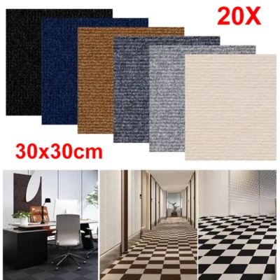 20Stk Modern Teppichfliesen 30x30cm Selbstklebend Bodenbeläge Teppichboden Flur - Bild 1 von 4