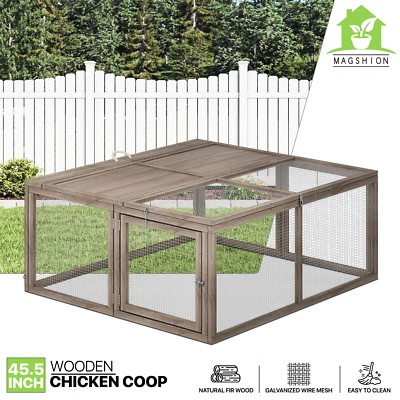 Jaula de madera plegable de 46" W para gallinero conejo conejera mascota pequeña jaula gris Foto 1 de 4