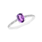 NATURAL AMETHYST GEMSTONE & DIAMOND 14 KT WHITE GOLD RING JEWELRY #SGJRNG1005AW