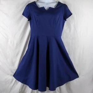 Minivestido para mujer Girstunm azul manga corta calce y acampanado plisado talla grande 3XL - Imagen 1 de 8