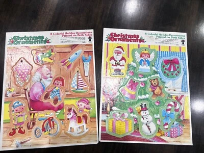 Vintage 1980 Rainbow Works Adornos de Navidad/Marco-Bandeja Rompecabezas - Lote de 2 Foto 1 de 4