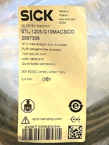NEW SICK STL-1205-G10MACSCO M12 Male straight 5 pin 10m/30ft P/N# 2097306 - Picture 1 of 2