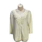 CJ Banks Embroidered Button Down Cardigan Size XL Womens Long Sleeve Lightweight