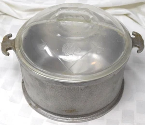 Pegatina de colección de lote antiguo servicio guardián de aluminio olla redonda tapa de vidrio sin usar - Imagen 1 de 9
