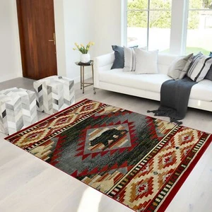 Lodge, Cabin Nature and Animals Area Rug Vintage Design Cabin Area Rug - Picture 1 of 4
