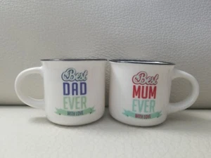 Gift Mom/ Dad Espresso Coffee Cups Best Dad And Best Mum Legami small - Picture 1 of 7
