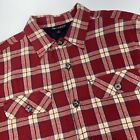 Odin New York Button Up Pockets Long Flannel Quilted Jacket Men?S M Red Plaid