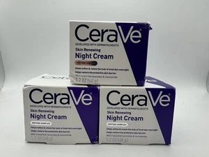 3x CeraVe Skin Renewing Night Cream Peptide complex Hyaluronic Acid ~ 1.7 oz - Picture 1 of 3