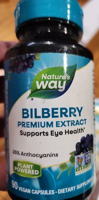 Nature's Way Bilberry Premium Extract Eye Health  - 90 CAPS -  EXP: 2027 - Image 1 of 4