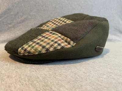 Heritage Traditions Olive Brown Wool Patchwork Newsboy Flat Cap Hat - Image 1 of 4