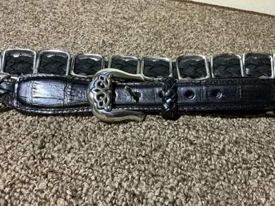 Cinturón Brighton Vintage 91803 Negro Tejido Medio Western Cuero Concho Mazatlán Foto 1 de 4