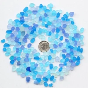 center drilled sea beach glass 30 pcs super tiny blue cobalt aqua jewelry use - Picture 1 of 3