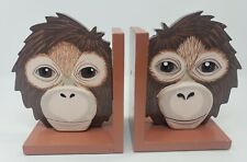 Monkey Bookends Vintage Unique Zoo Chimp Ape Primate Book End Monk