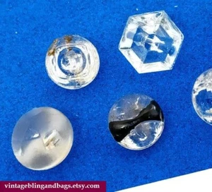 6 9-11mm 1910s vintage glass buttons, vintage clear buttons, floral buttons - Picture 1 of 6