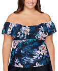 Tankini Swim Top Floral Print Underwire Plus Size 24W ISLAND ESCAPE $44 - NWT