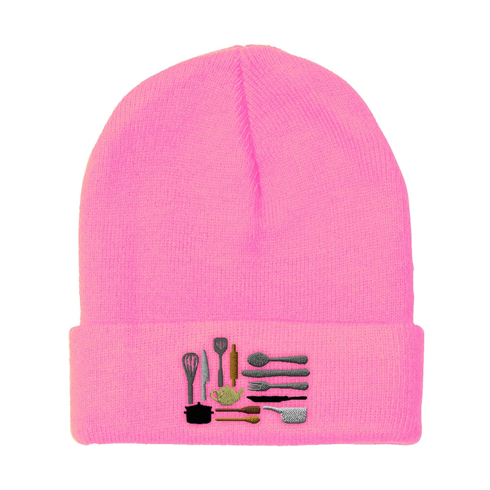 Gorros para hombres Utensilios de cocina Bordados Sombreros de invierno Mujeres Acrílico Calavera Gorra Foto 1 de 1
