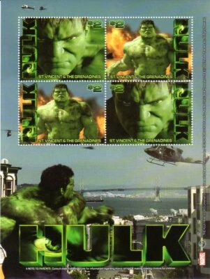 MINT SUPERMAN STAMP SHEET  & THE HULK STAMP SHEET  - Image 1 of 2