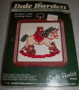Dale Burdett Cross Stitch Kit NIP CCK260 "Bearkins W/ Rocking Horse" Sealed 1986 - Picture 1 of 5