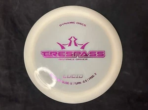 Dynamic Discs Lucid TRESPASS - Distance Driver - 173g -White w/ Purple Stamp NEW - Picture 1 of 5