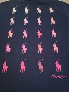 Ralph Lauren Polo Breast Cancer T-Shirt Kids Size 5 Pink Pony Logo Ombre Top Tee - Picture 1 of 13