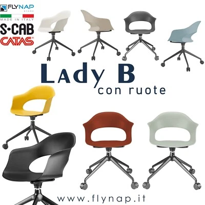 SCAB DESIGN SEDIA GIREVOLE CASA UFFICIO LADY B con ruote - Immagine 1 di 4