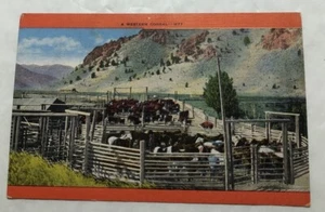 A Western Corral. Postcard (I2) - Picture 1 of 2