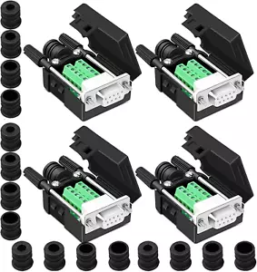 4PCS DB9 Female Breakout Connector,Db9 Solderless RS232 D-SUB Serial to 9-Pin Po - Picture 1 of 12