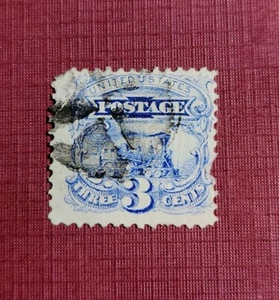 Lot 1. US Stamp 1869 Sc#114 Three CENTS Ultramarine Train - Picture 1 of 2