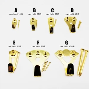 10x Picture Hangers Picture Hooks with Nails Picture Hanging Kit Wall Han - Picture 1 of 7
