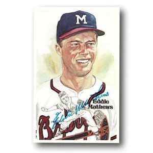 Eddie Mathews Signed Perez Steele Plaque Postcard JSA COA Braves Autograph - Picture 1 of 3