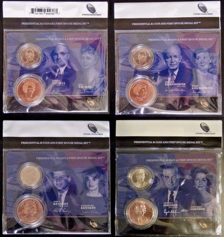 ALL 4 2015 $1 PRESIDENTIAL COIN & FIRST SPOUSE LADY MEDAL SET US MINT NEW SEALED Cover