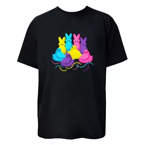Easter Bunny, Peeps with Birds Women, Men Graphic Design Unisex T-Shirt Tee - Picture 1 of 6