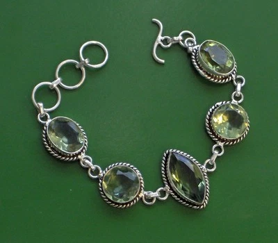 PULSERA TOPACIO VERDE CHAPADA EN PLATA DE LEY 6.25-7.25" ¡DULCE! Foto 1 de 2