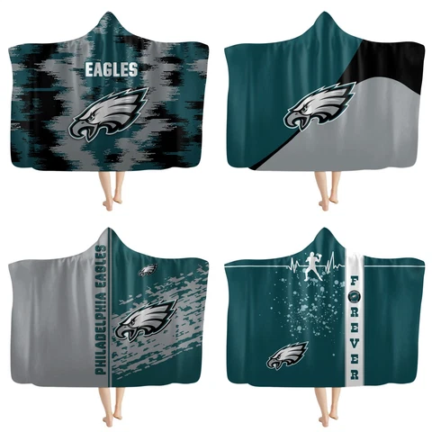 Philadelphia Eagles Hooded Blanket Plush Poncho Throw Sofa Bed Sherpa Fleece New Cover