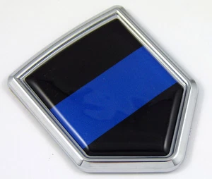 Police Thin Blue Line flag Chrome Emblem Car Decal Sticker Bike crest badge - Imagen 1 de 1