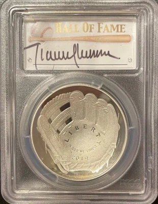 2014-P Silver Baseball Hall of Fame PCGS PR70 DCAM Randy Johnson signed $1 Coin - Image 1 of 2