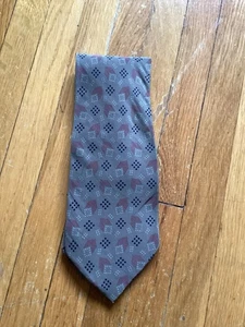 Luxe Giorgio Armani Beige/Red Geometric Print Neck-Tie,100% Silk,Made in Italy - Picture 1 of 2