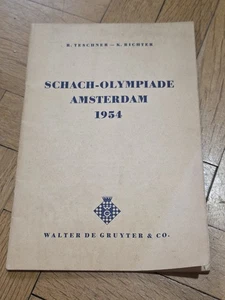 Chess Olympiad Amsterdam 1954 Schach-Olympiade. Teschner- Richter. - Foto 1 di 8