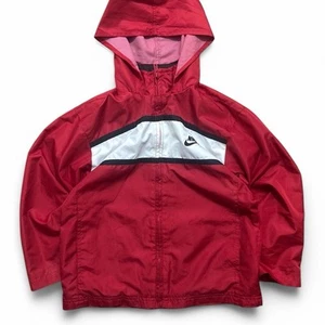 Kids Red Nike Wind Breakerwith Hood Zipper Works - Picture 1 of 7