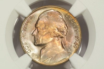 1949-D JEFFERSON NICKEL / COLORFUL TONING & NICE LUSTER BOTH SIDES / NGC MS65 - Image 1 of 4