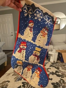 Vintage Weihnachten Schneemänner Galore Nadelspitze Strumpf 18" - Bild 1 von 6