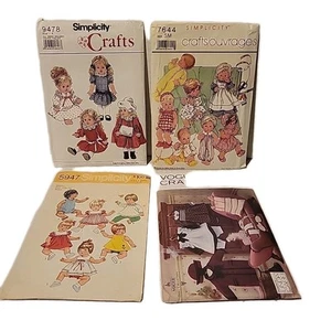 Lot 4 Doll Clothing Patterns Simplicity 9478 7644 5947 Vogue See Desc And Pics - Picture 1 of 12
